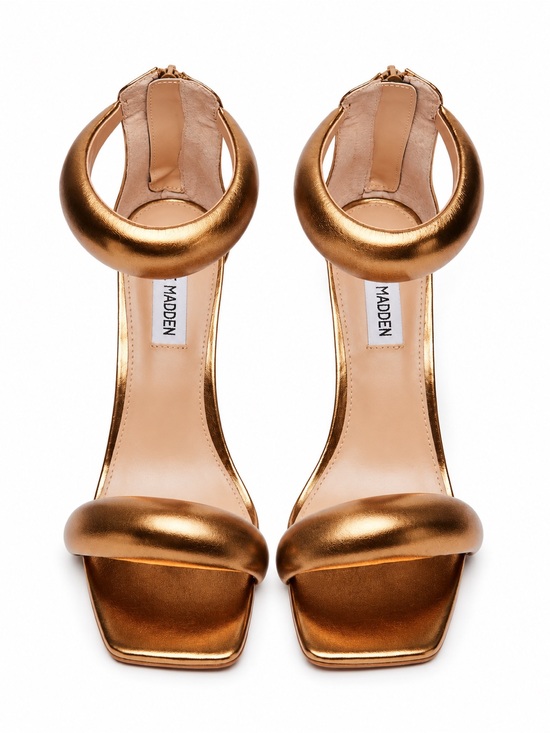 Steve Madden Shoes - Steve Madden Metallic Gold Zip-Back Stiletto Sandals
